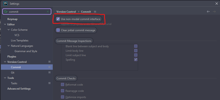 Intellij Commit-tool window